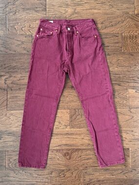 Levi's 501 Original Cropped Women's Jeans Burgundy Wine Size 29